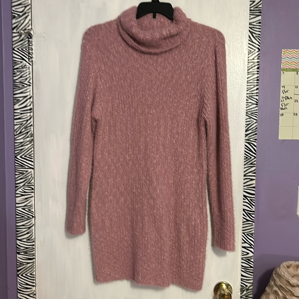 Pink long sleeve sweater dress